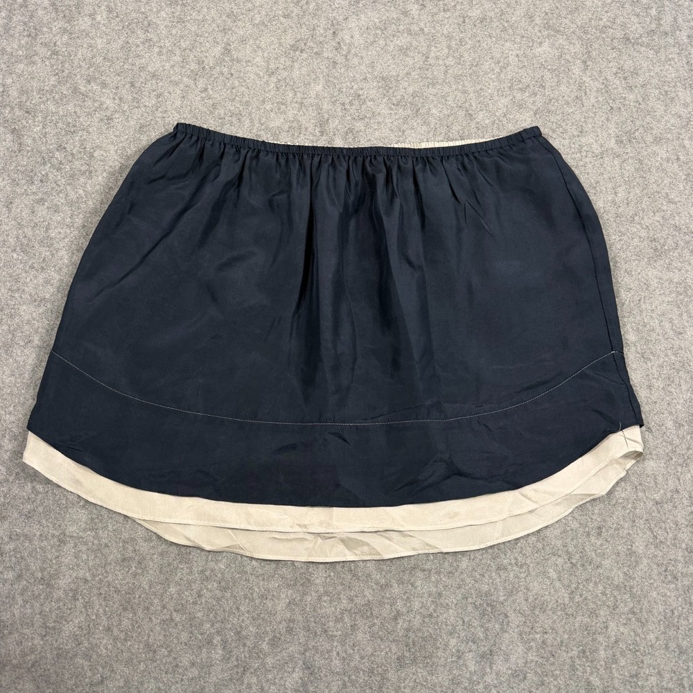 Beautiful People Black White Trim Pull-On Mini Silk Skirt Women's Size Large‎